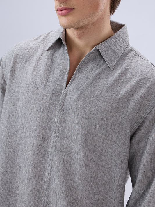 Classic Grey Center Seam Oversized Polo Shirt