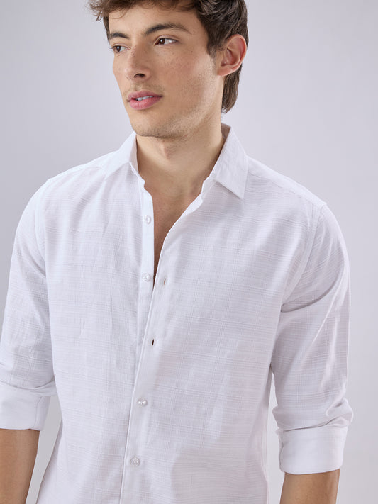 Snow White Textured Weave Shirt