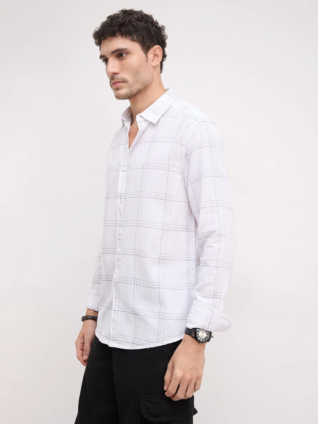 Whiteframe Contrast Chalkline Checked Shirt