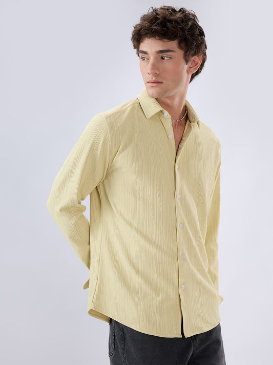 Lemon Yellow Matrix Weave Knitted Shirt