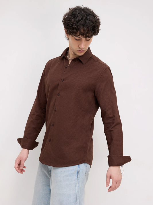 Chocolate Brown Micro Textured Shirt