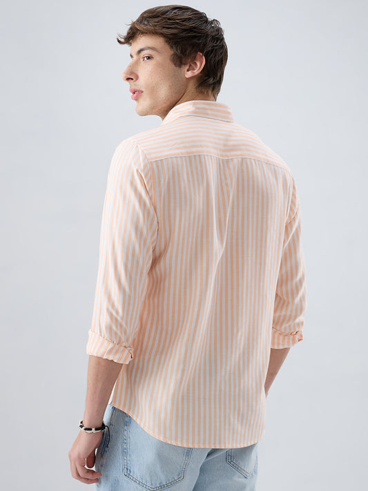 Pastel Peach Soft Candy Striped Vacation Shirt