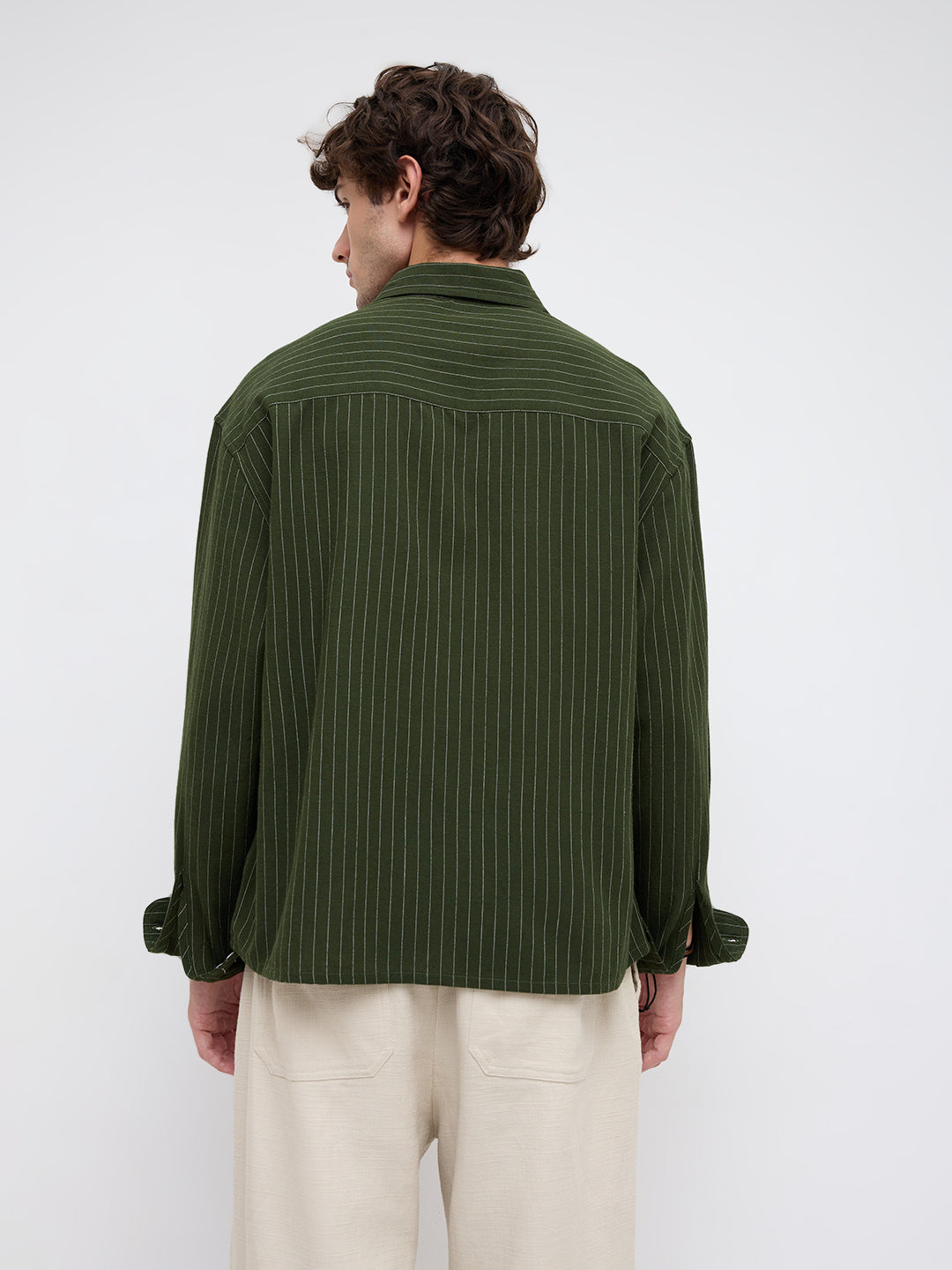 Midnight Emerald Stripe Edition Boxy Fit Crop Shirt