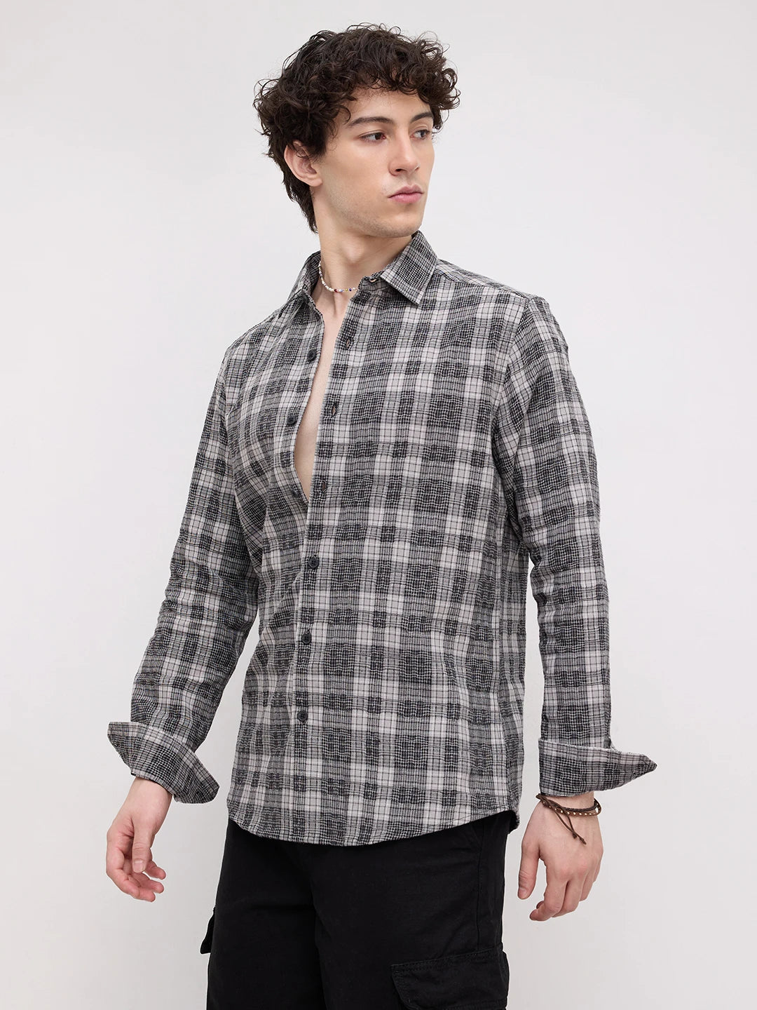Heritage Charcoal Grey & Black Plaid Checks Shirt