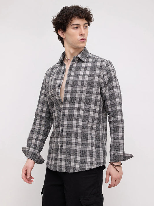 Heritage Charcoal Grey & Black Plaid Checks Shirt