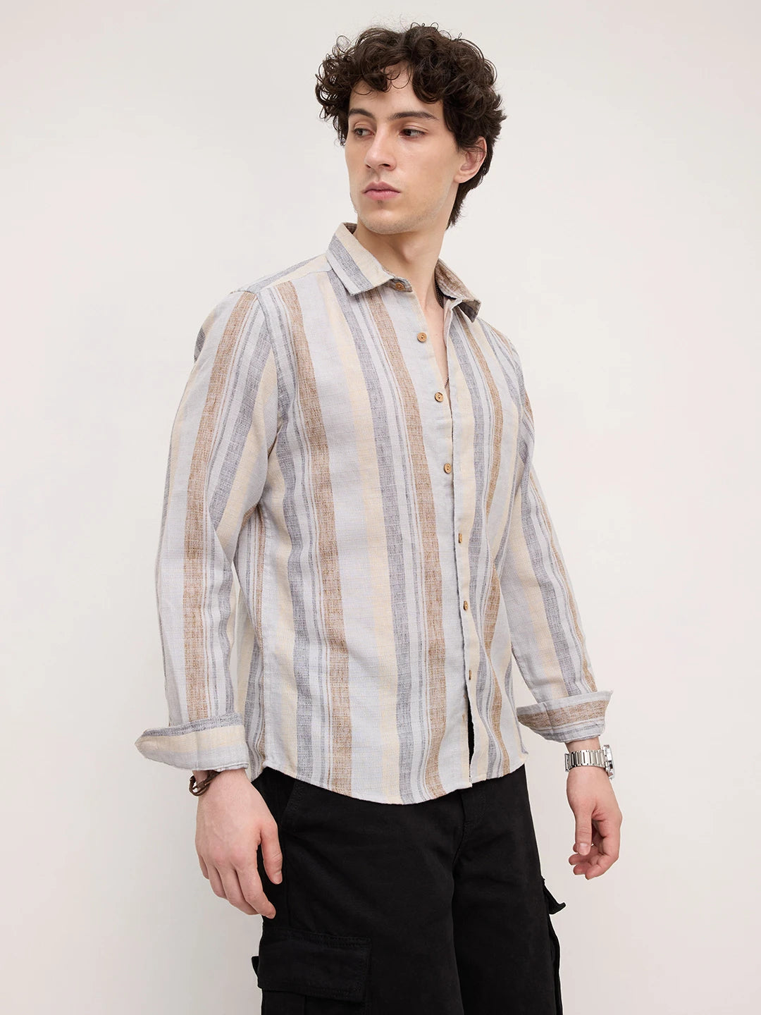 Sandswept Stripes Breezy Linen Blend Shirt