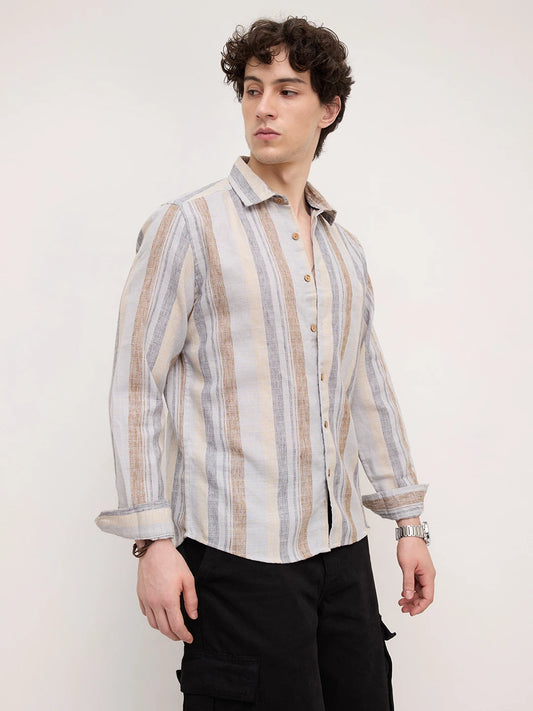Sandswept Stripes Breezy Linen Blend Shirt