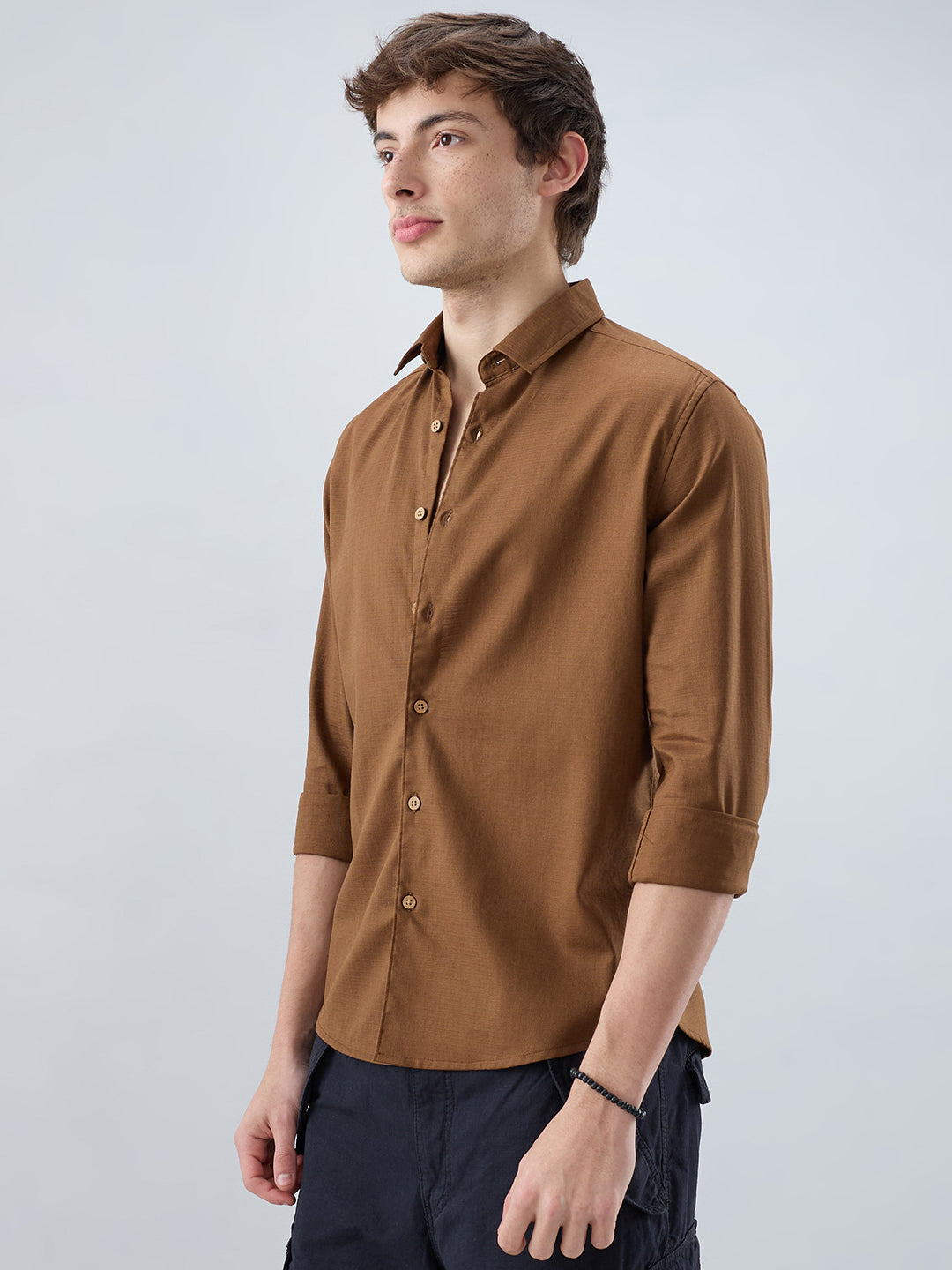 Deep Brown Dense Weave Shirt