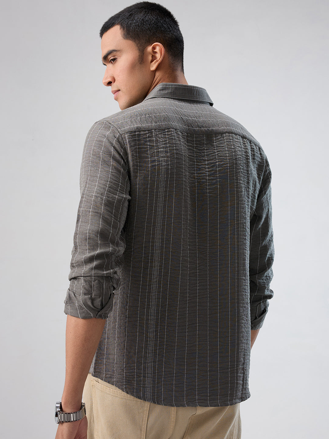 Schmick Pebble Grey Pinstripe Shirt