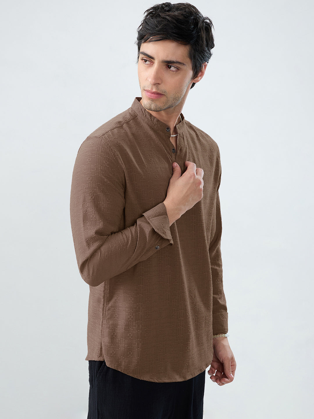 Detailed Ash Grey Jacquard Grace Kurta