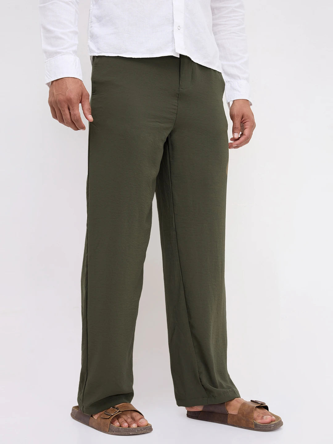 Squelchy Moss Green Wide Leg Trousers