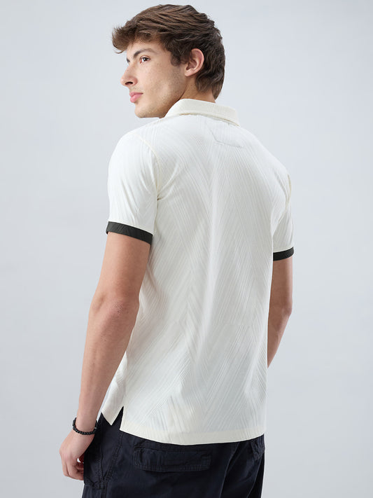 Off-White Contrast Polo Neck T-shirt
