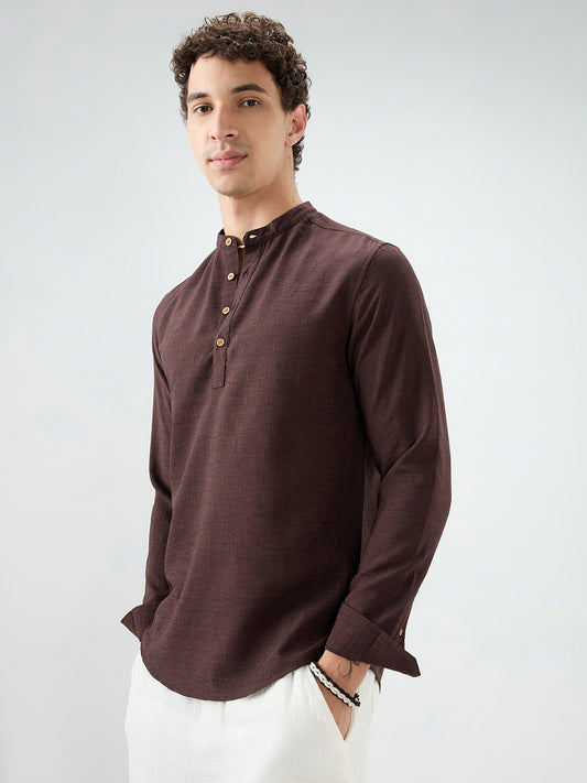 Chocolate Brown Minimal Textured Kurta