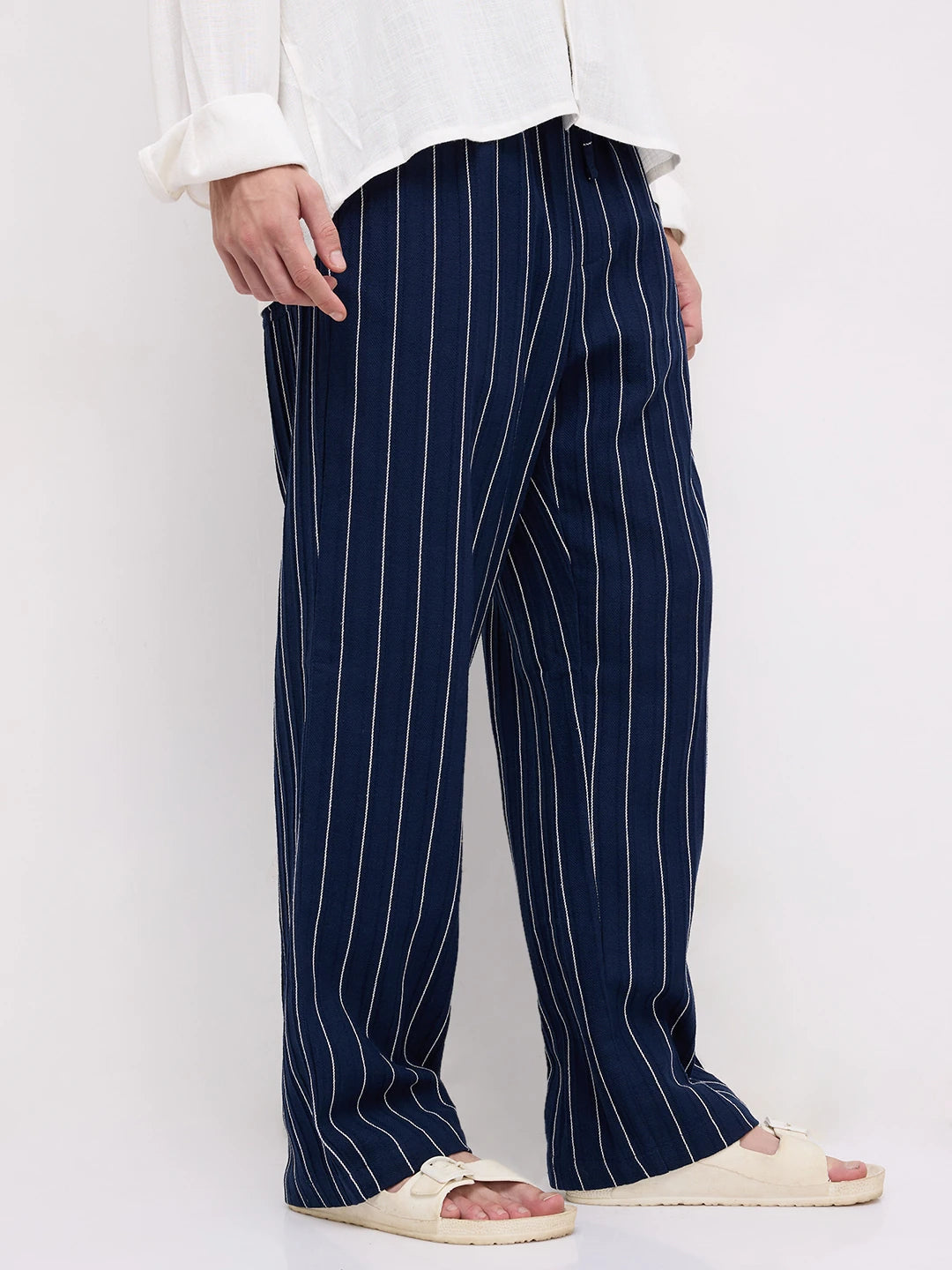 Finesse Navy Straight Fit Trousers