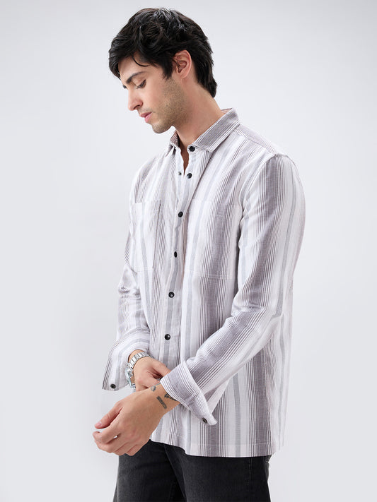 Contrast Echo Stripescape Double Pocket Shirt