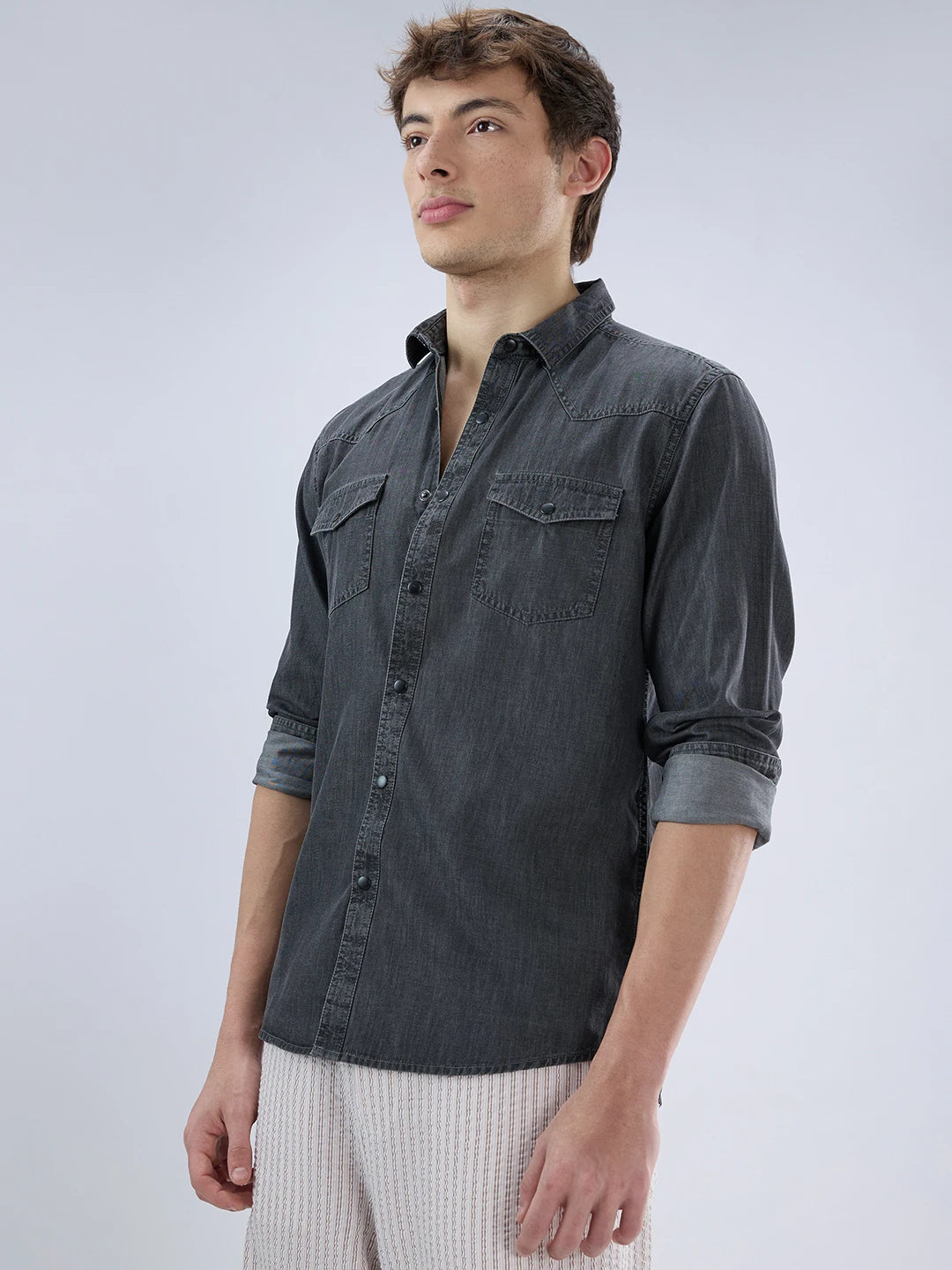 Charcoal Black Twin Pocket Overshirt