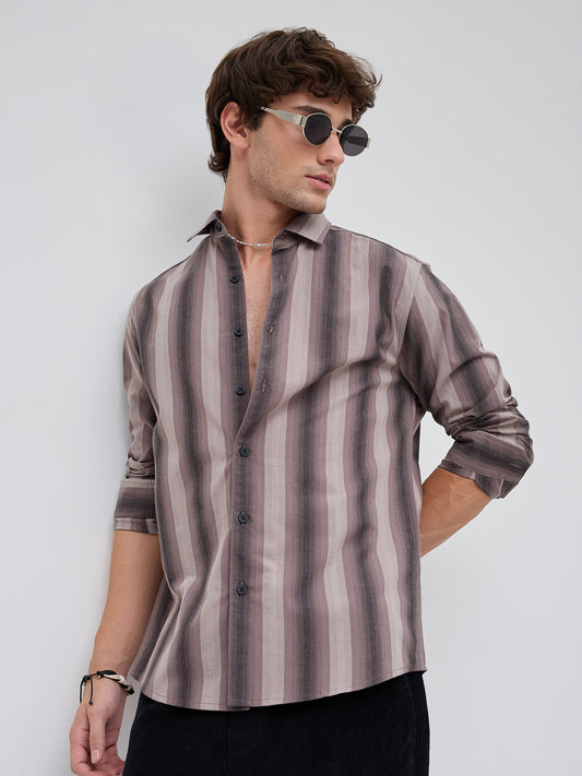 Smoky Brown Artisan Shadow Striped Shirt