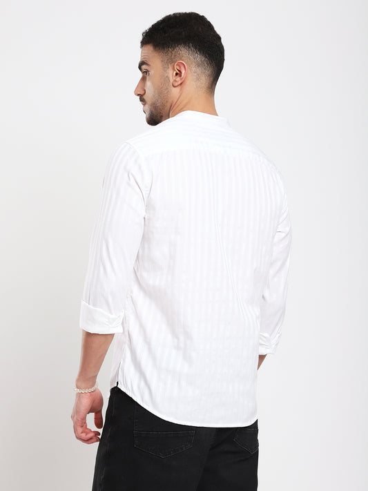 Luminous Pearl White Striped Kurta