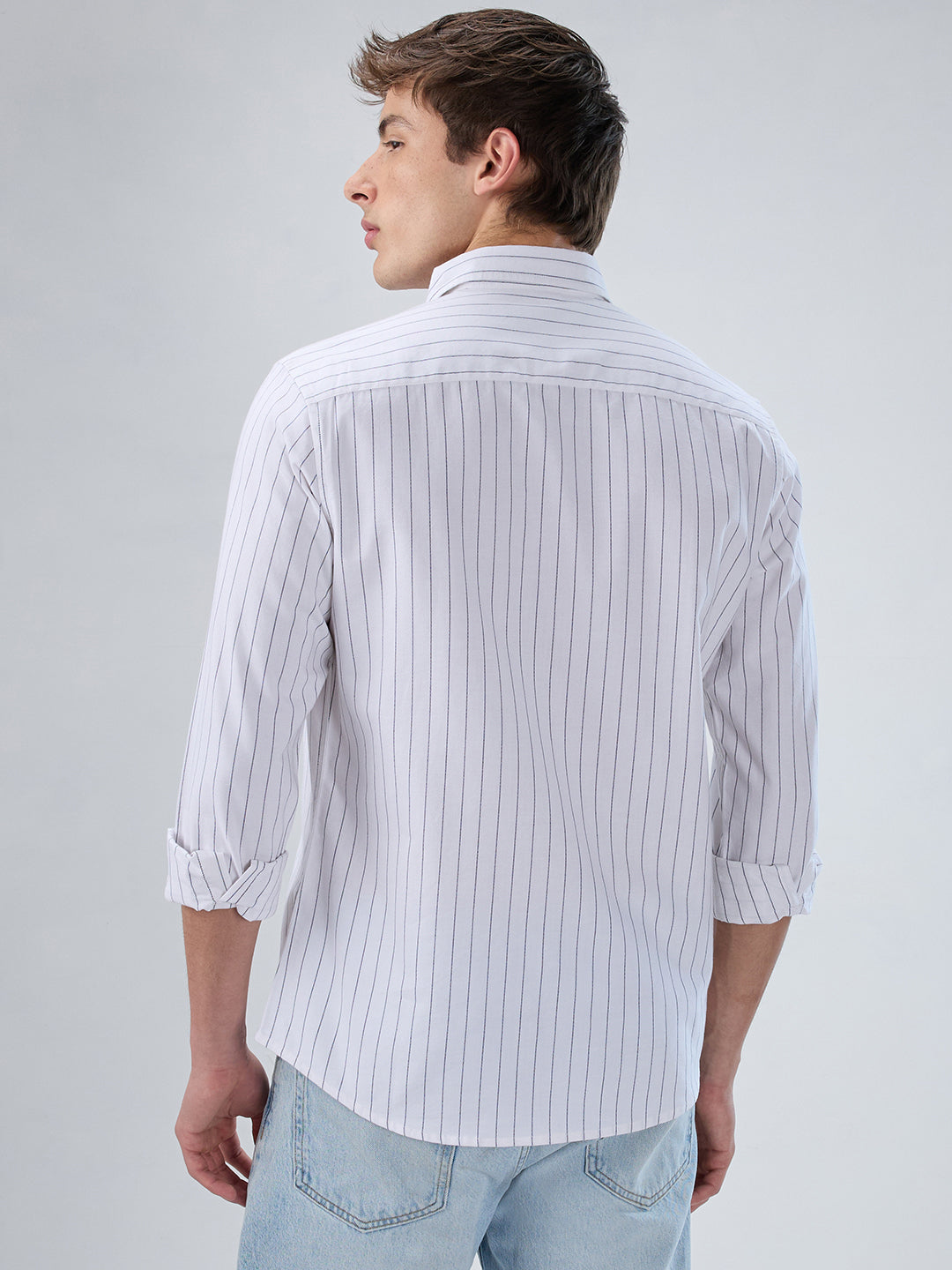 White Oxford PinStripe Button-Down Collar Shirt