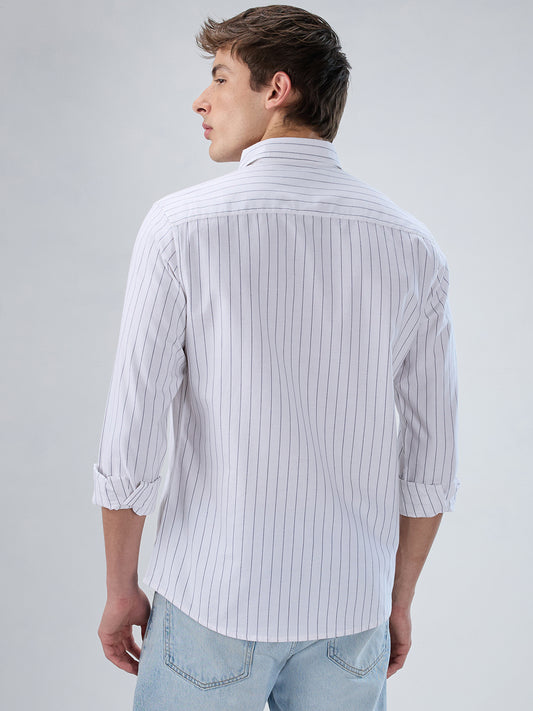 White Oxford PinStripe Button-Down Collar Shirt