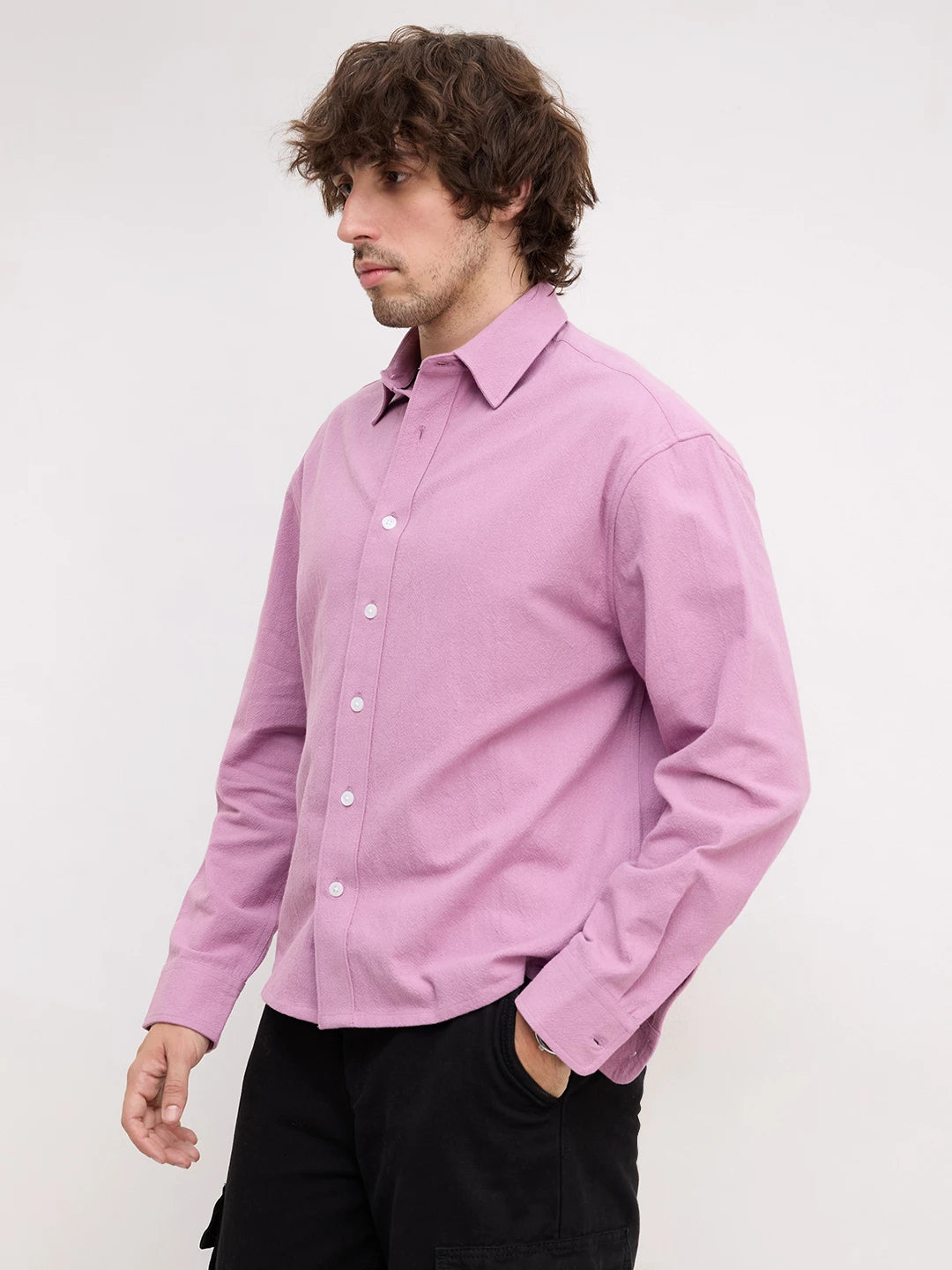 Artisan Orchid Lavender Boxy Fit Crop Shirt