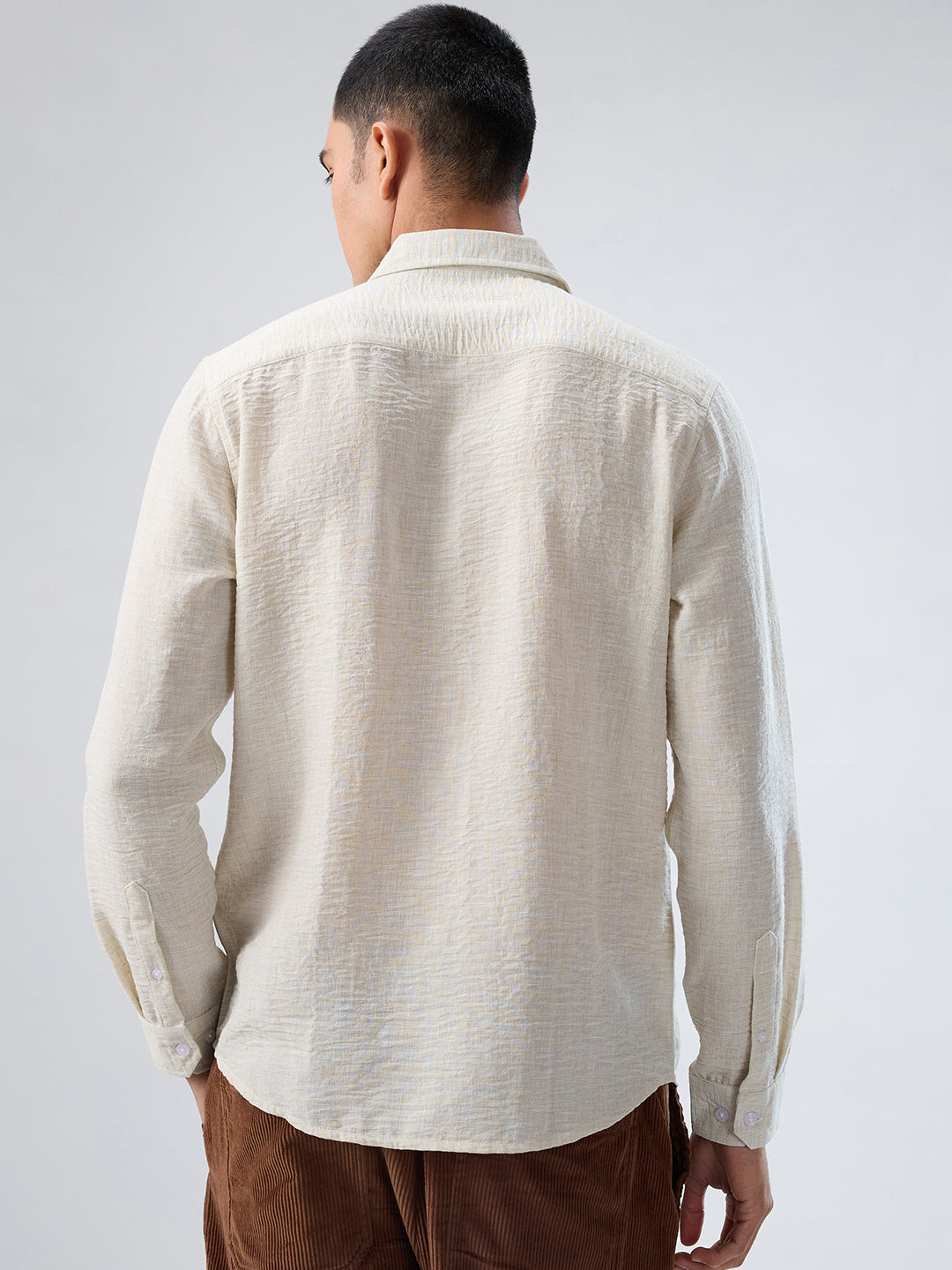 Light Pista Green Crinkled Textured Shirt