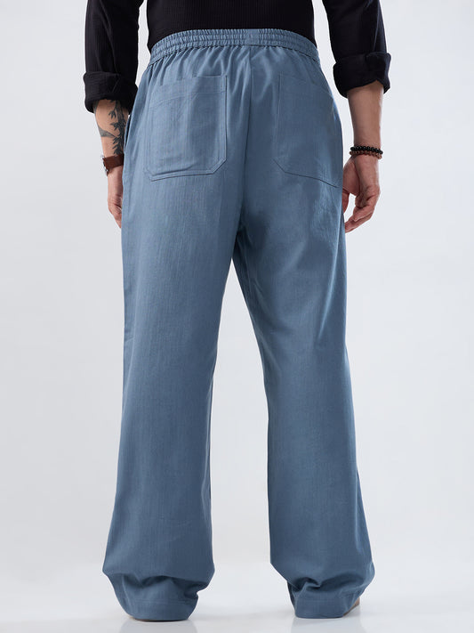 Classic Solid Slate Grey Straight-Fit Trousers