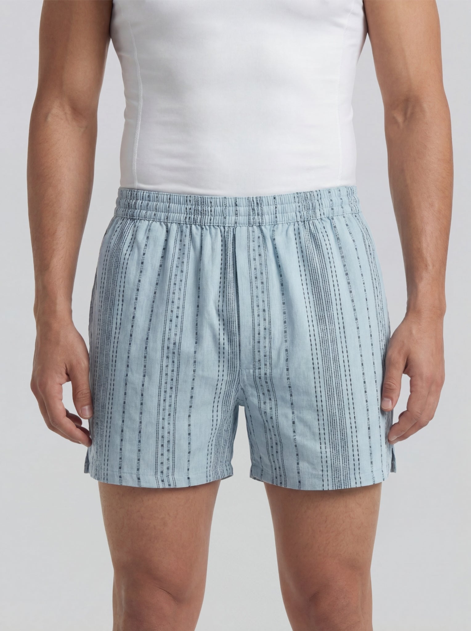 Multicolor Diamond Print & Mist Blue Linear Weave Boxers