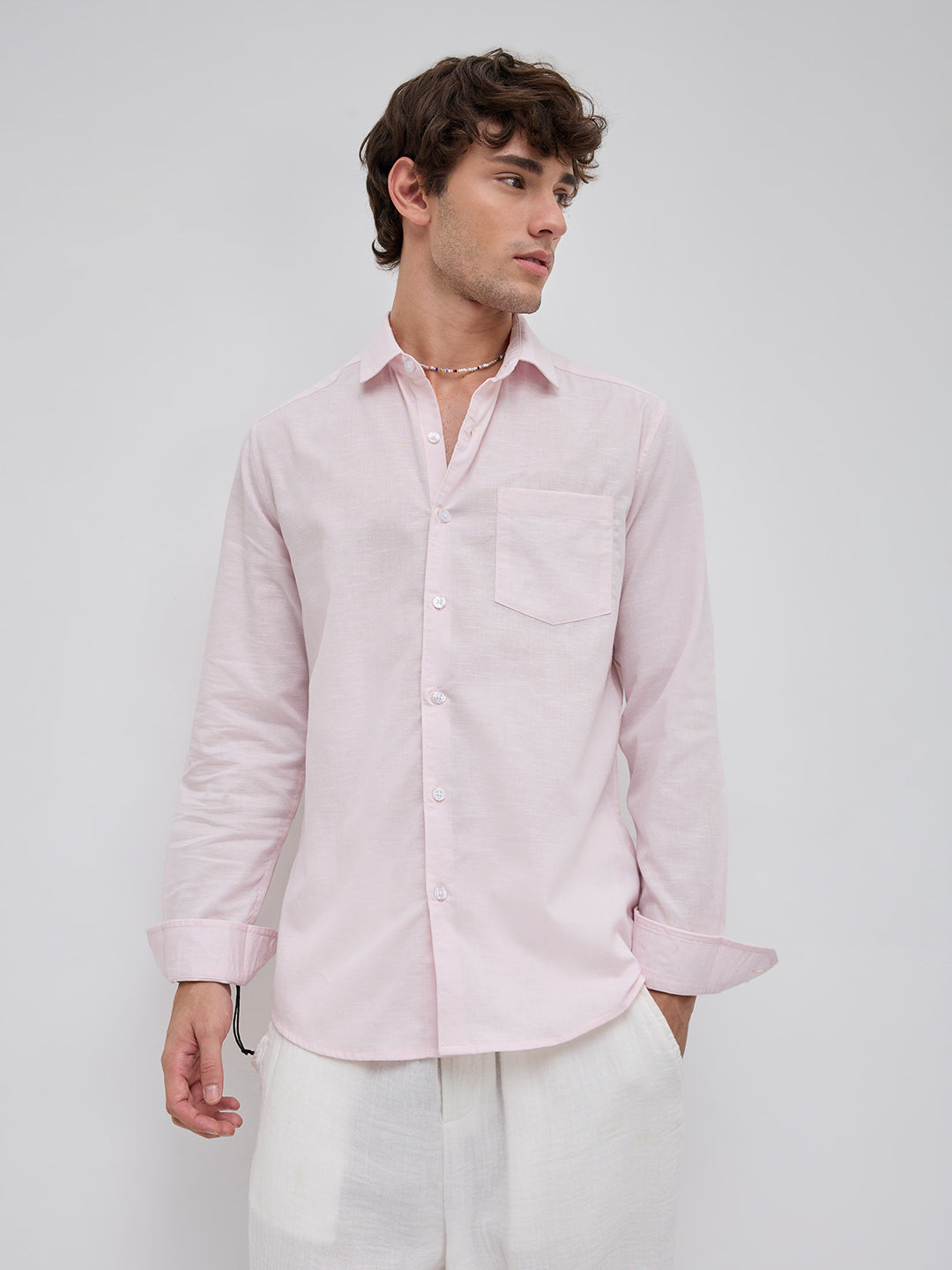 Trendy Lace Pink Fine Textured Shirt