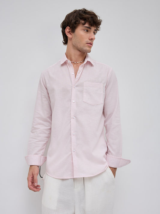 Trendy Lace Pink Fine Textured Shirt