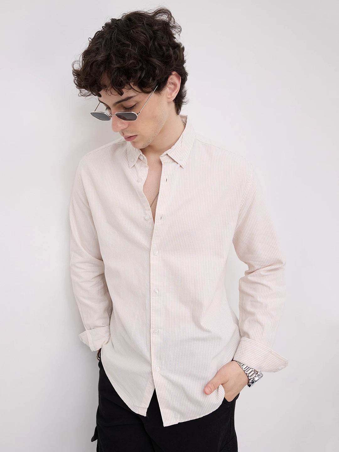 Mellow Yellow Pinstripe Button-Down Collar Shirt