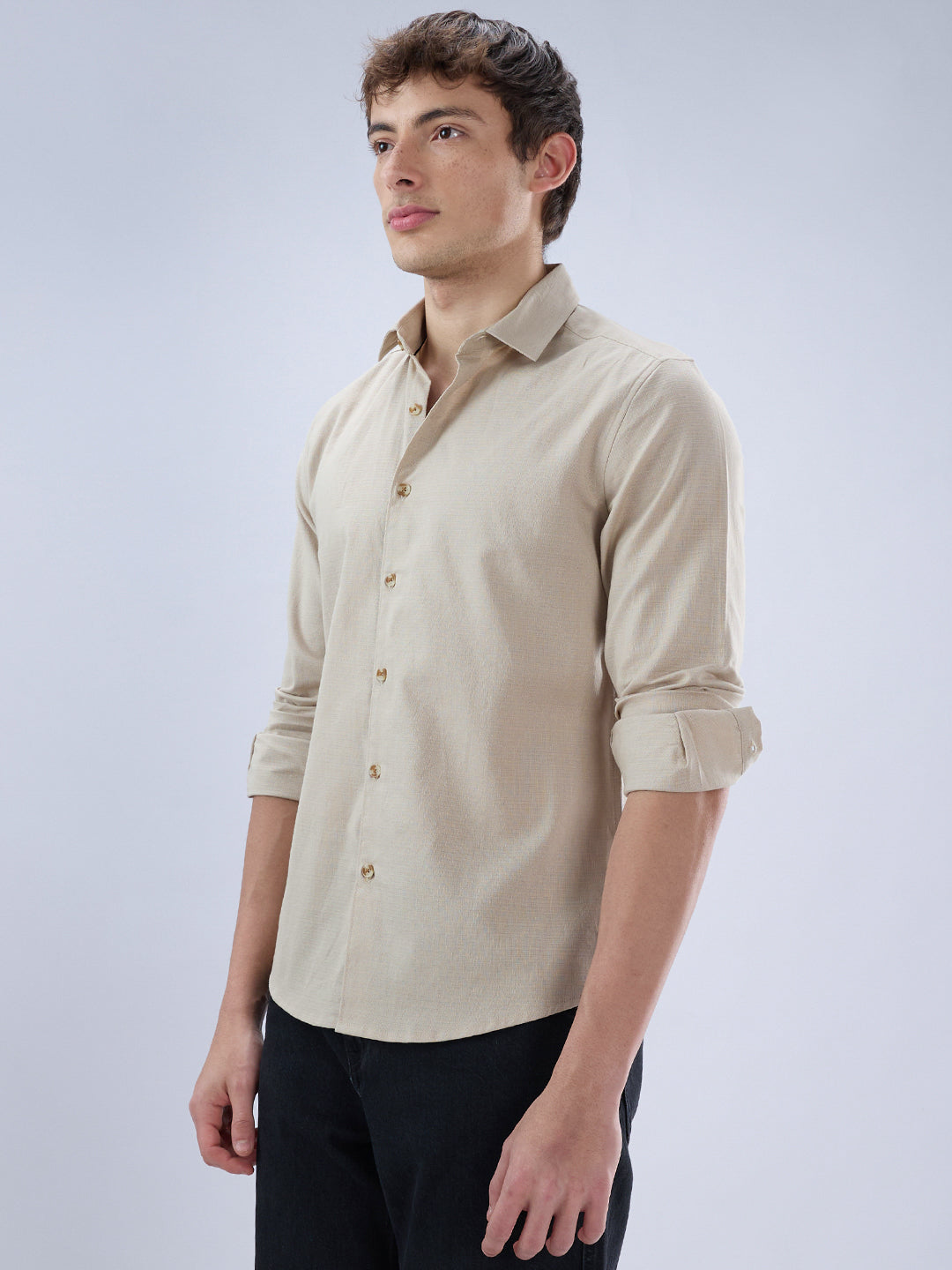 Bone Beige Contemporary Everyday Shirt