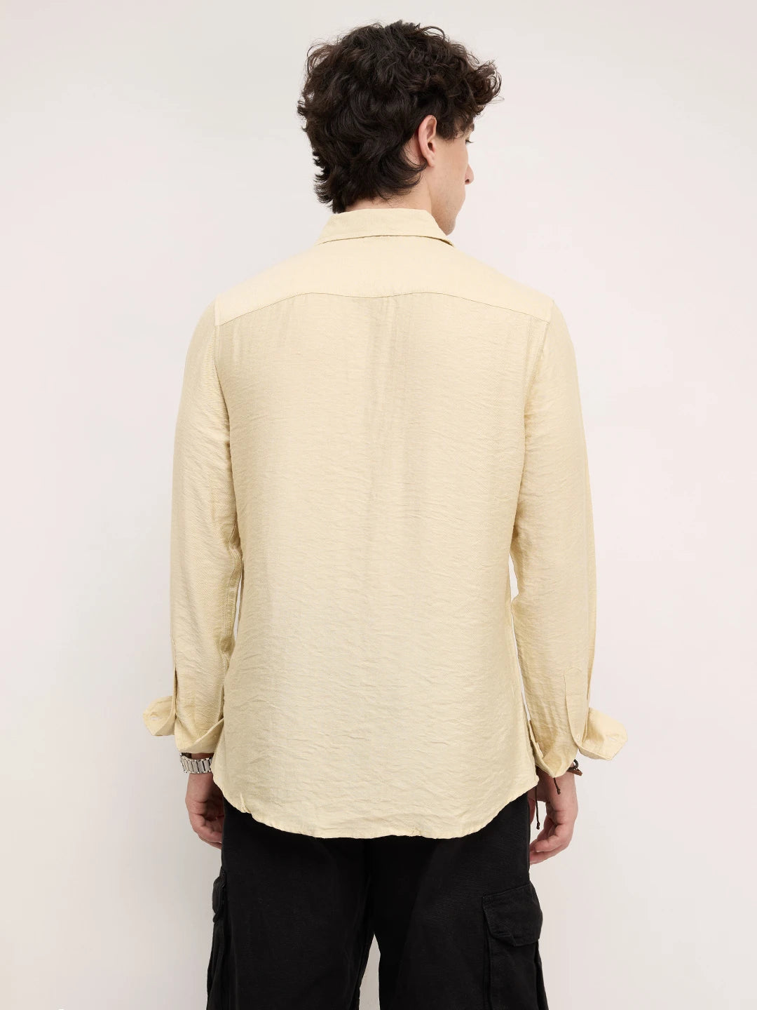 Golden Beige Lightweight Crinkled Shirt