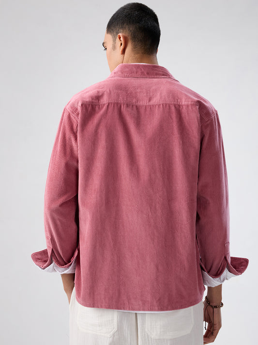 Wild Orchid Pink Corduroy Double Pocket Overshirt