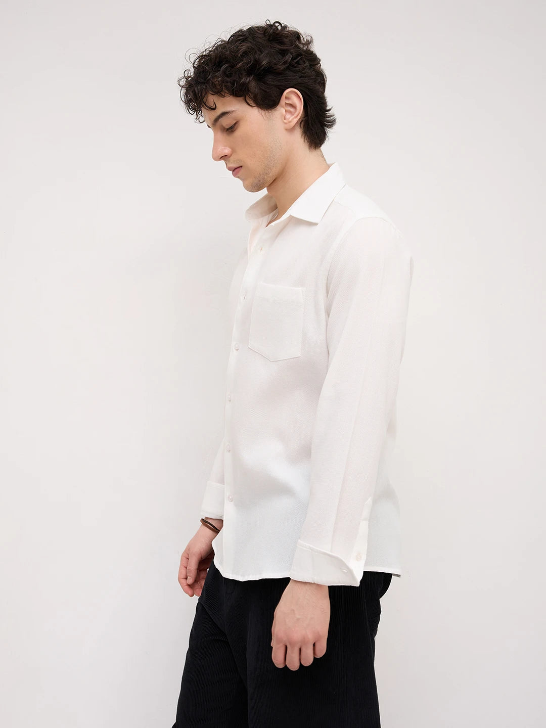 White Micro Willow Textured Shirt
