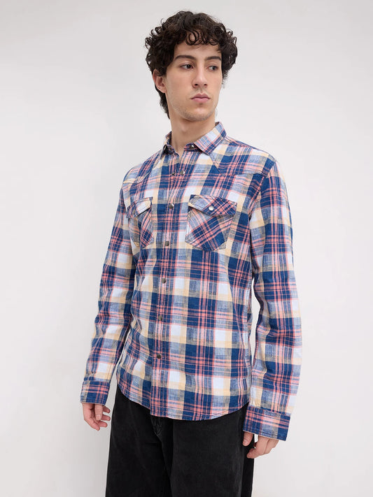 Luxe Denim Multicolor Checks Twin Pocket Shirt