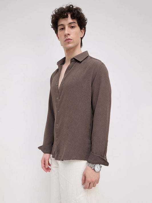 Crushed Warm Grey Textured Trail Shirt