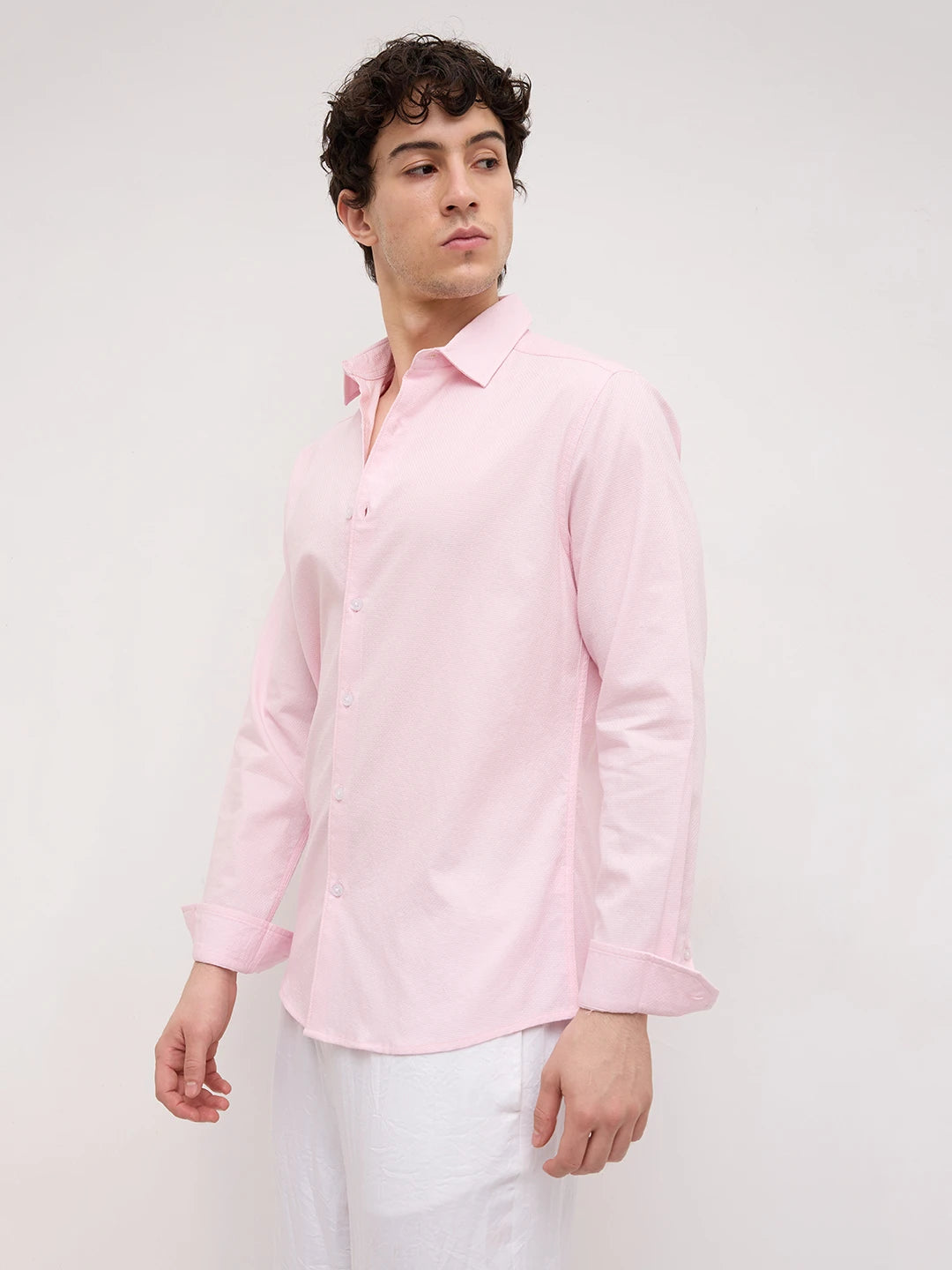 Pink Micro Basket Weave Shirt