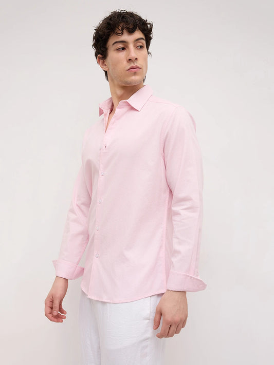 Pink Micro Basket Weave Shirt