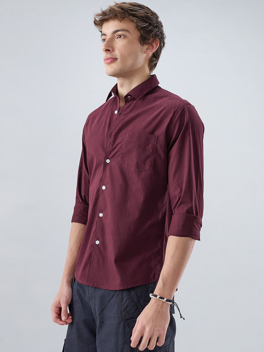 Classic Maroon Poplin Peach Finish Shirt