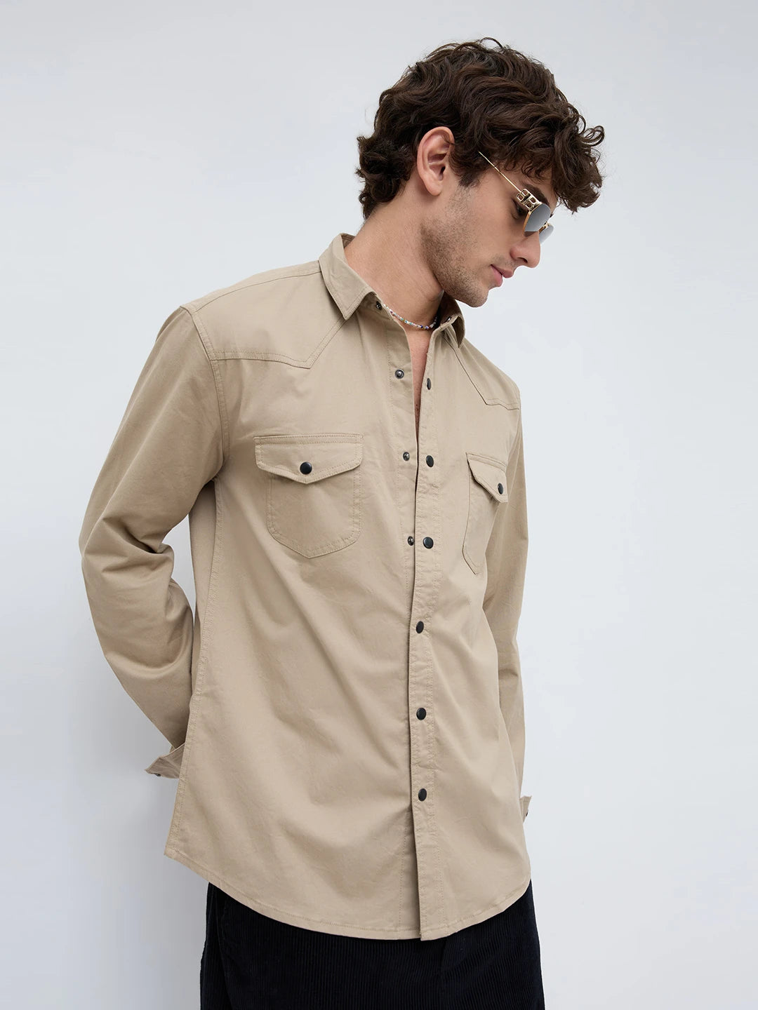 Timeless Khaki Beige Twin Pocket Overshirt