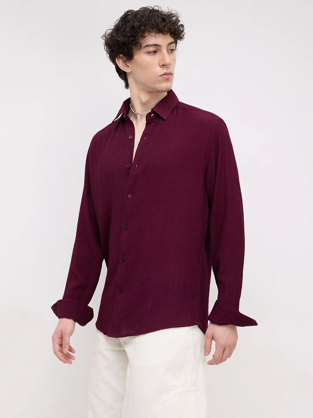 Rich Maroon Fine Textured Shirt