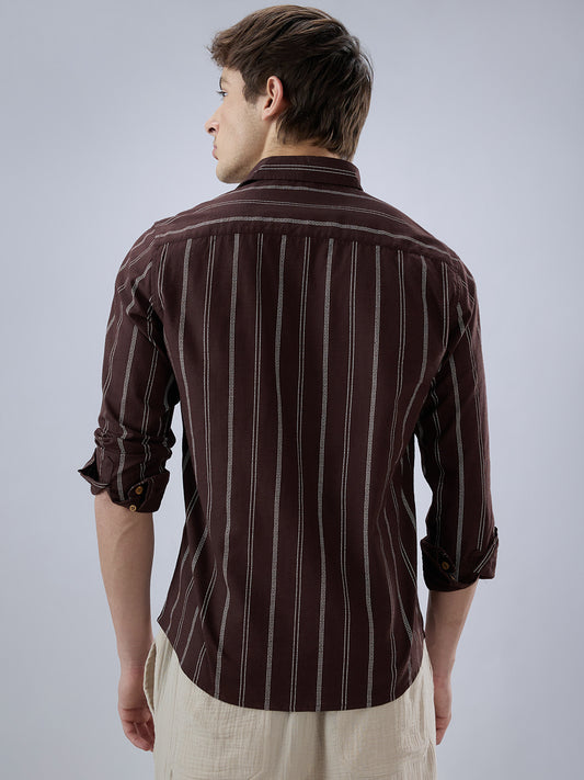 Walnut Brown Striped Shirt
