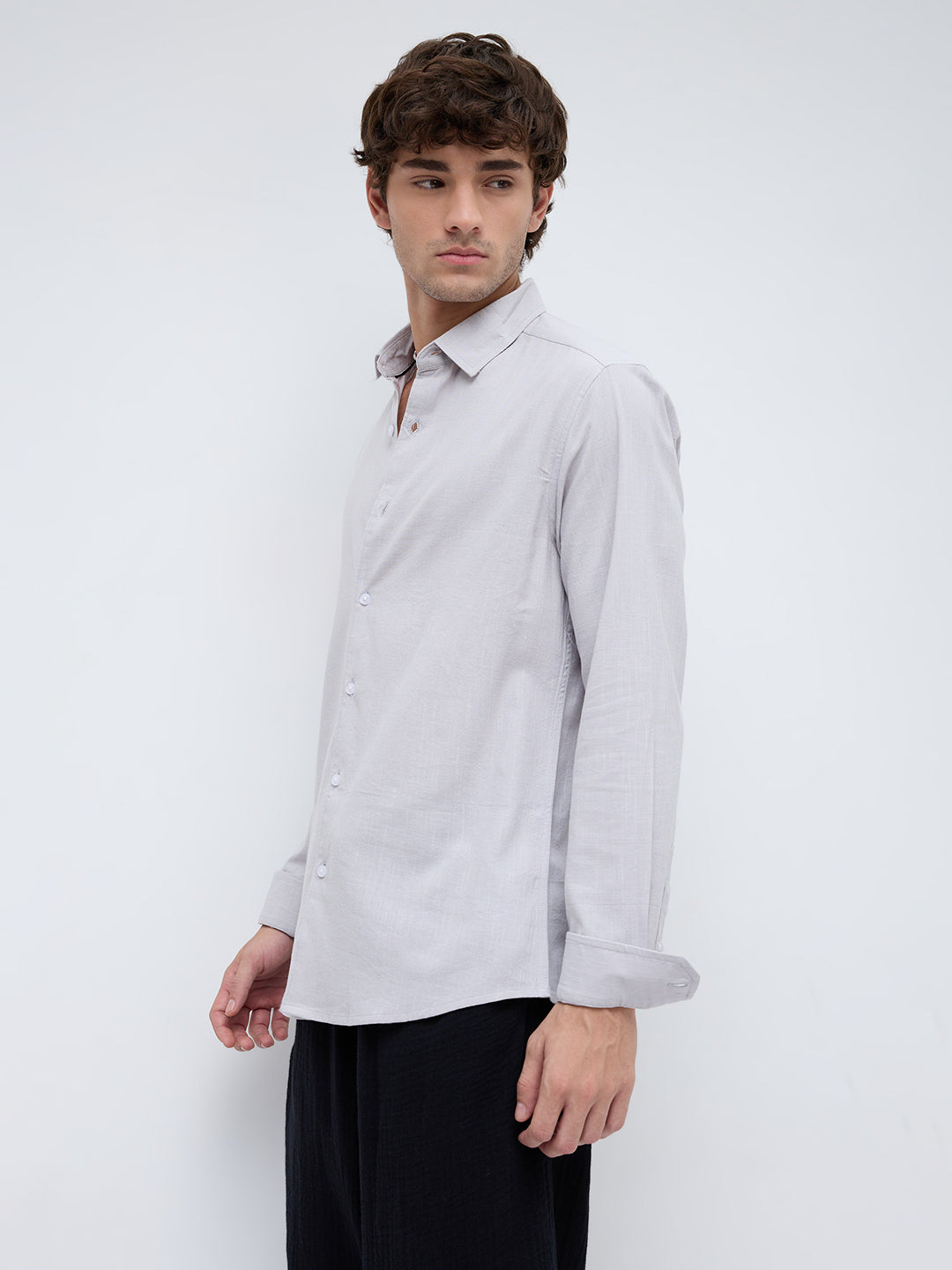Grey Haze Drift Textured Relaxed Shirt