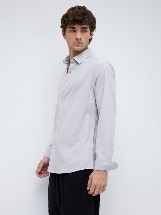 Grey Haze Drift Textured Relaxed Shirt