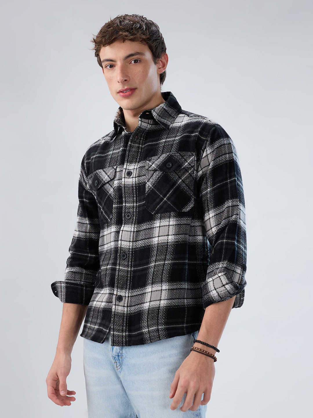 Premium Emerald Black Checks Twin Pocket Flannel Shirt