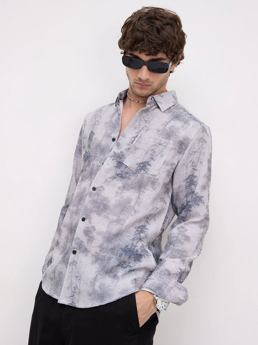 Multicolour Tie & Dye Printed Creased Shirt