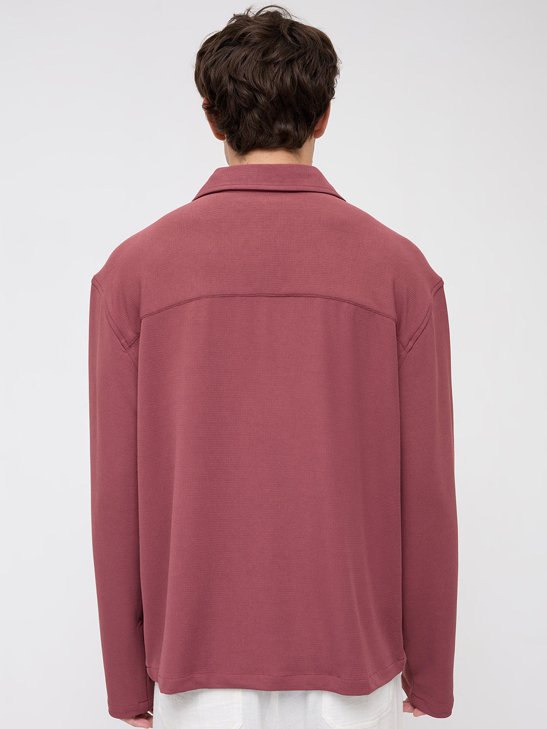 Classic Rouge Pink Oversized Knitted Polo Shirt