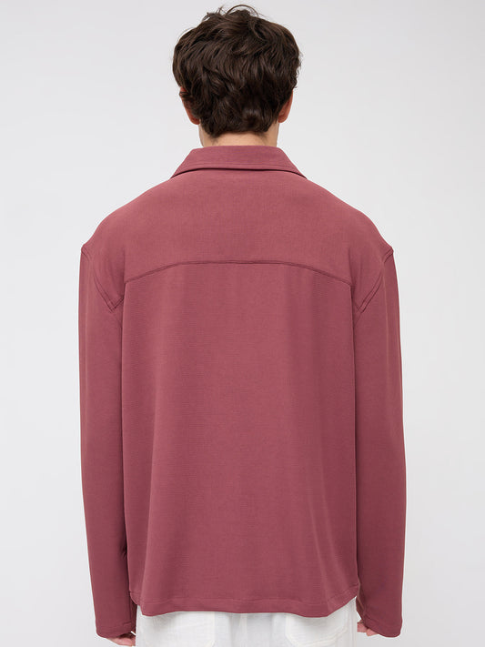 Classic Rouge Pink Oversized Knitted Polo Shirt