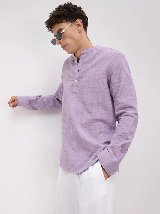 Soft Lavender Double Cloth Gauze Textured Kurta